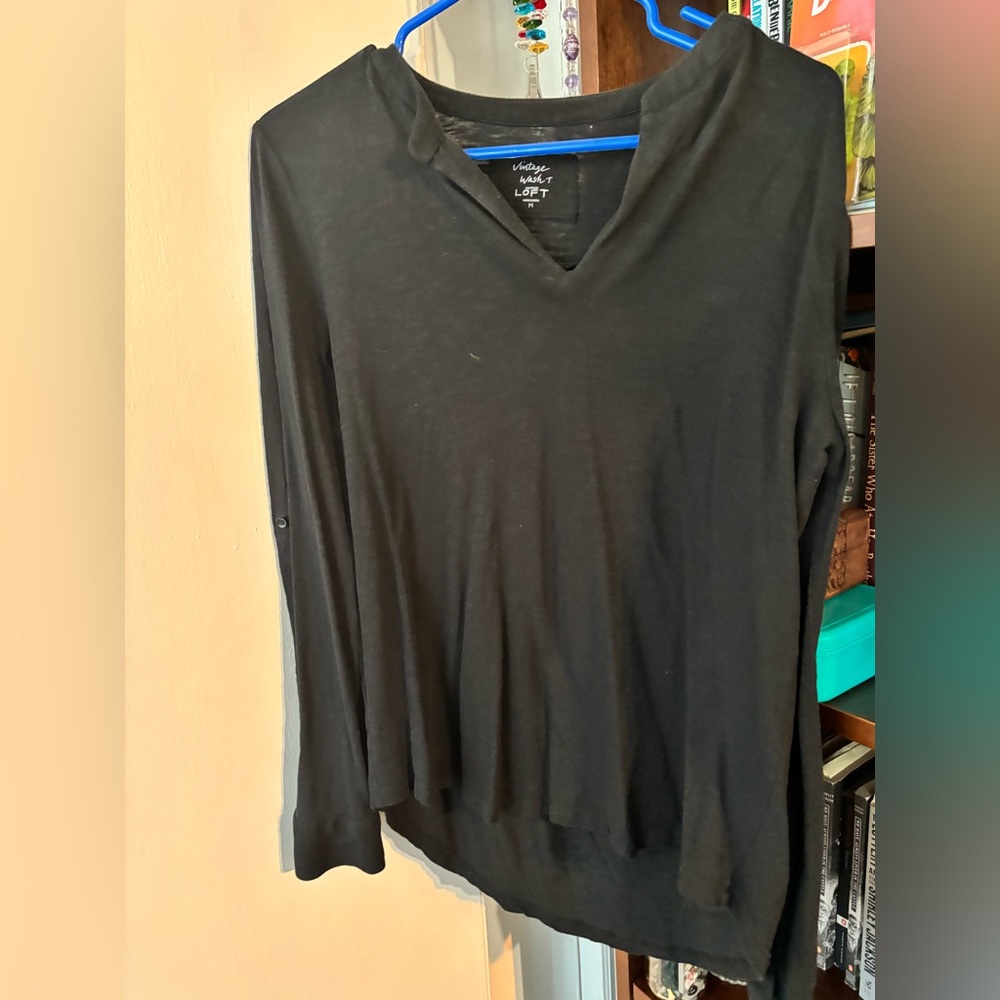 LOFT Gray Asymmetrical 3/4 Sleeve Sweatshirt
